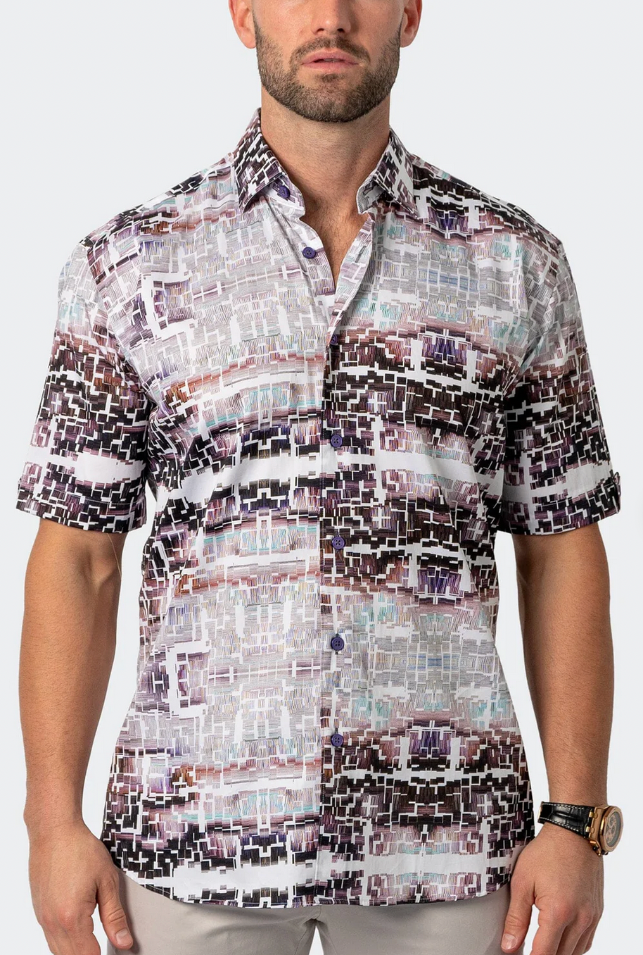 Maceoo galileo glitch red short sleeve shirt men